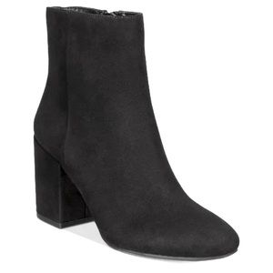 New! Bar III Gatlin Block-Heel Booties Black Faux Suede Multiple Sizes